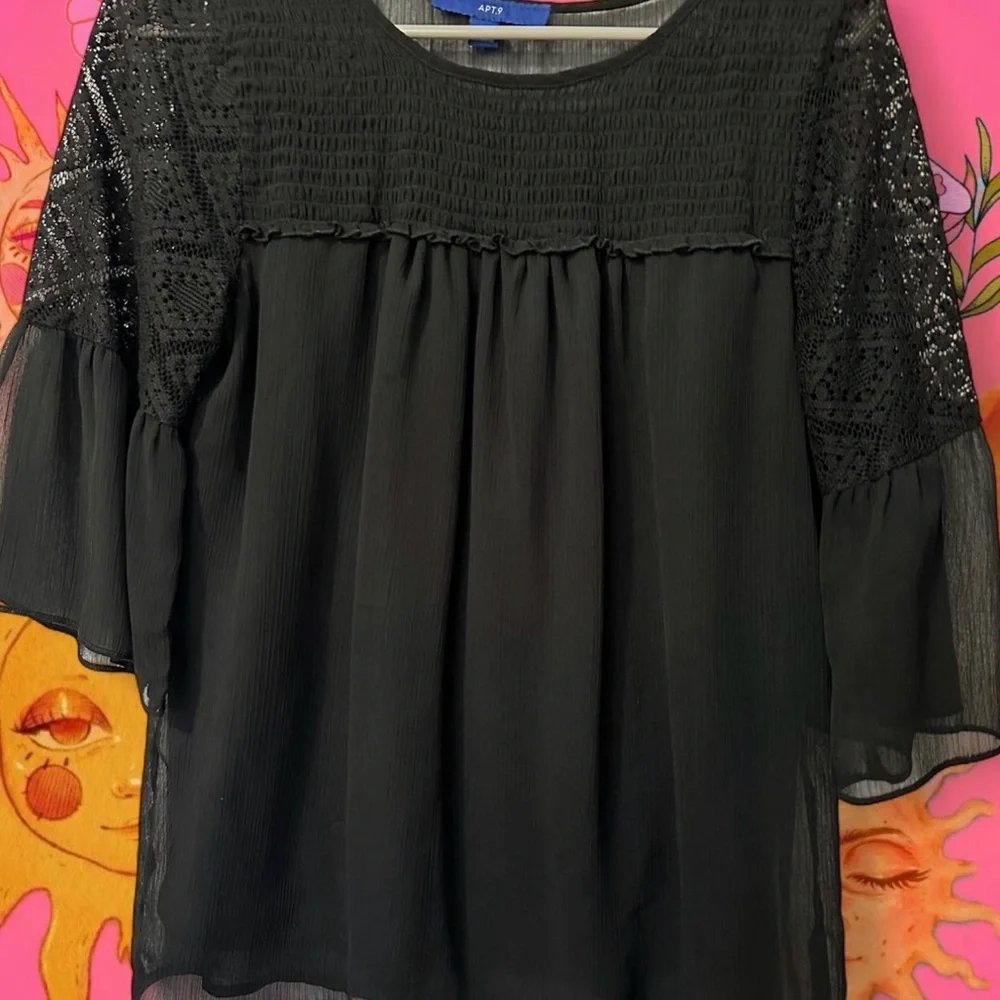 Apt. 9 Black Lace Blouse - Picture 1 of 7